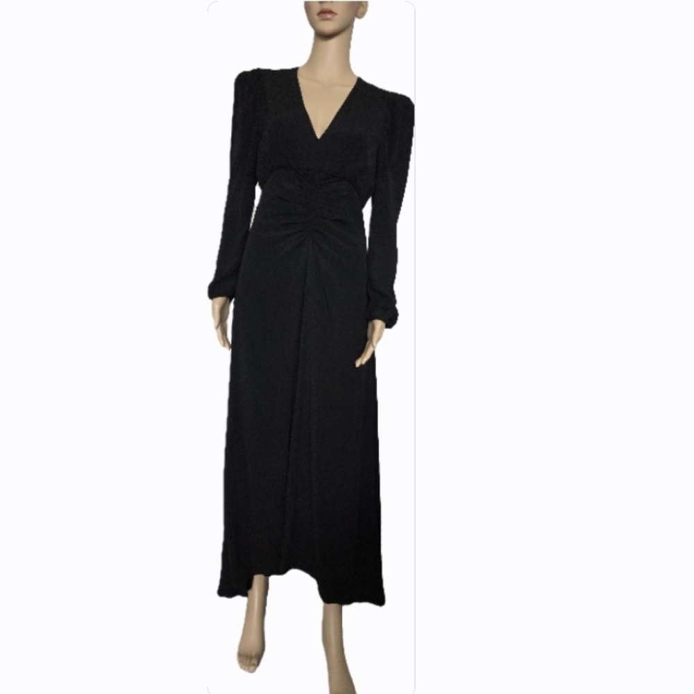 Mango Black Bishop Sleeve Wrap Gown 4
